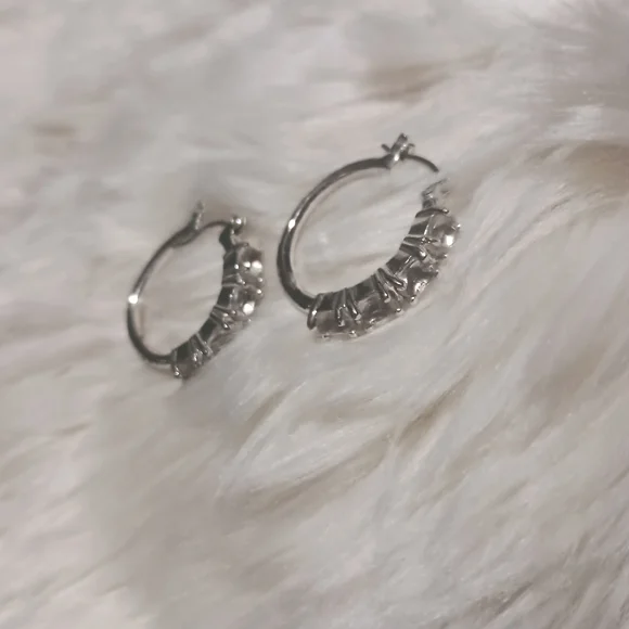 Elegant Silver Hoop Earrings - Picture 5 of 7